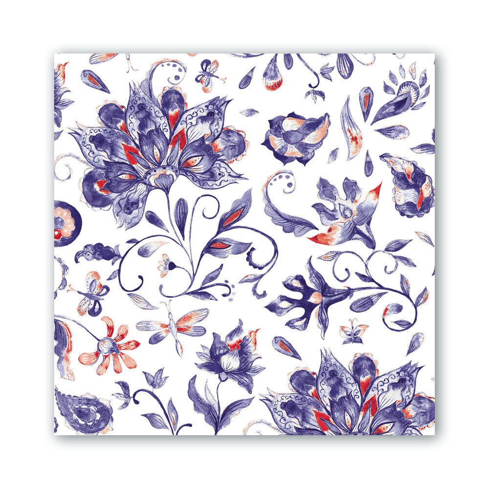 Michel Design Works Blue and Red Paisley Luncheon Napkins 20ct