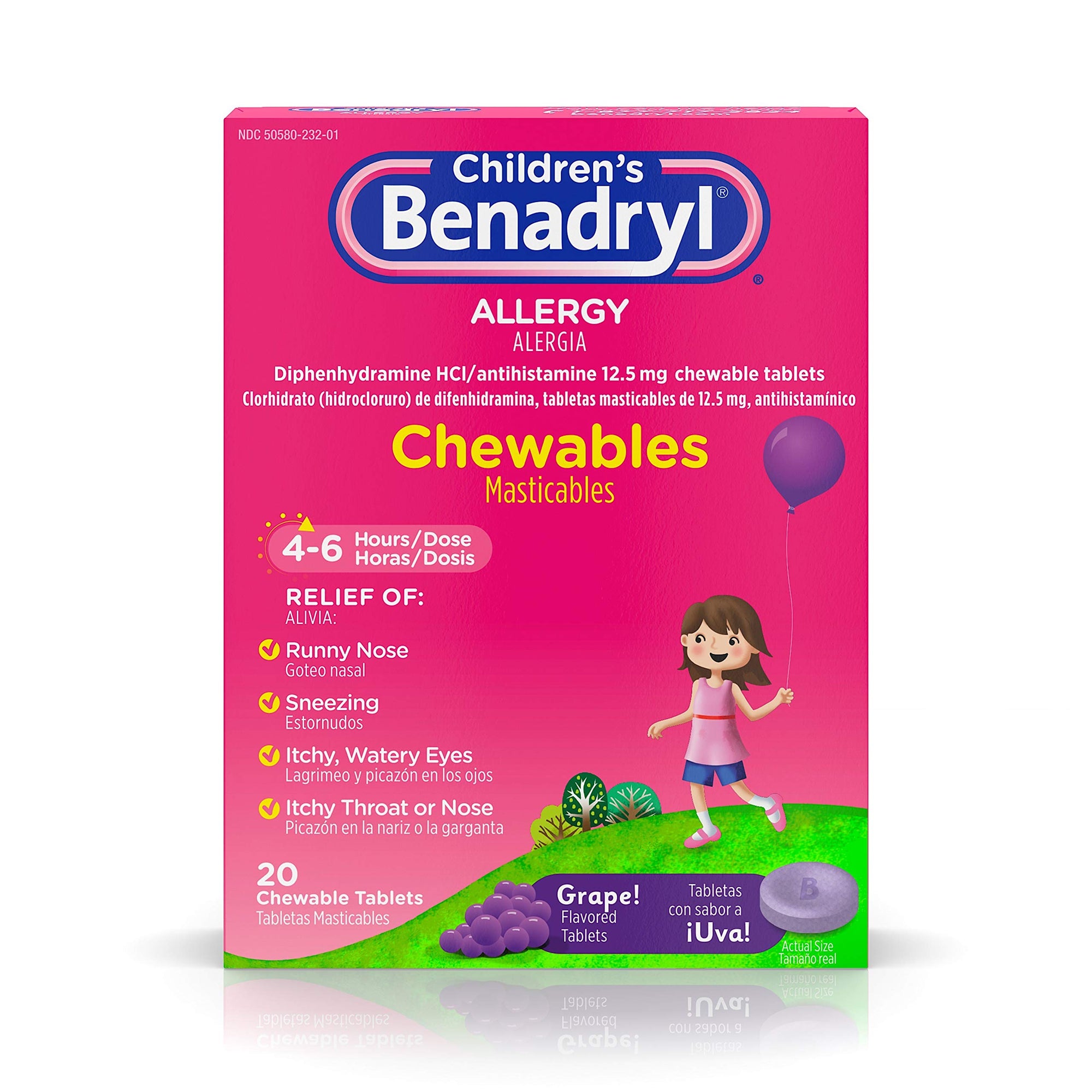 Benadryl Children's Allergy Chewables Grape Flavored Tablets 20ct