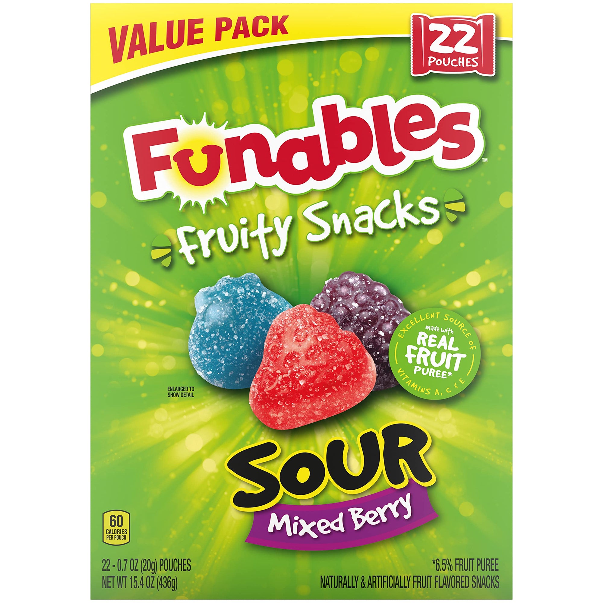 Funables Fruit Snacks Sour Mixed Berry 22 ct