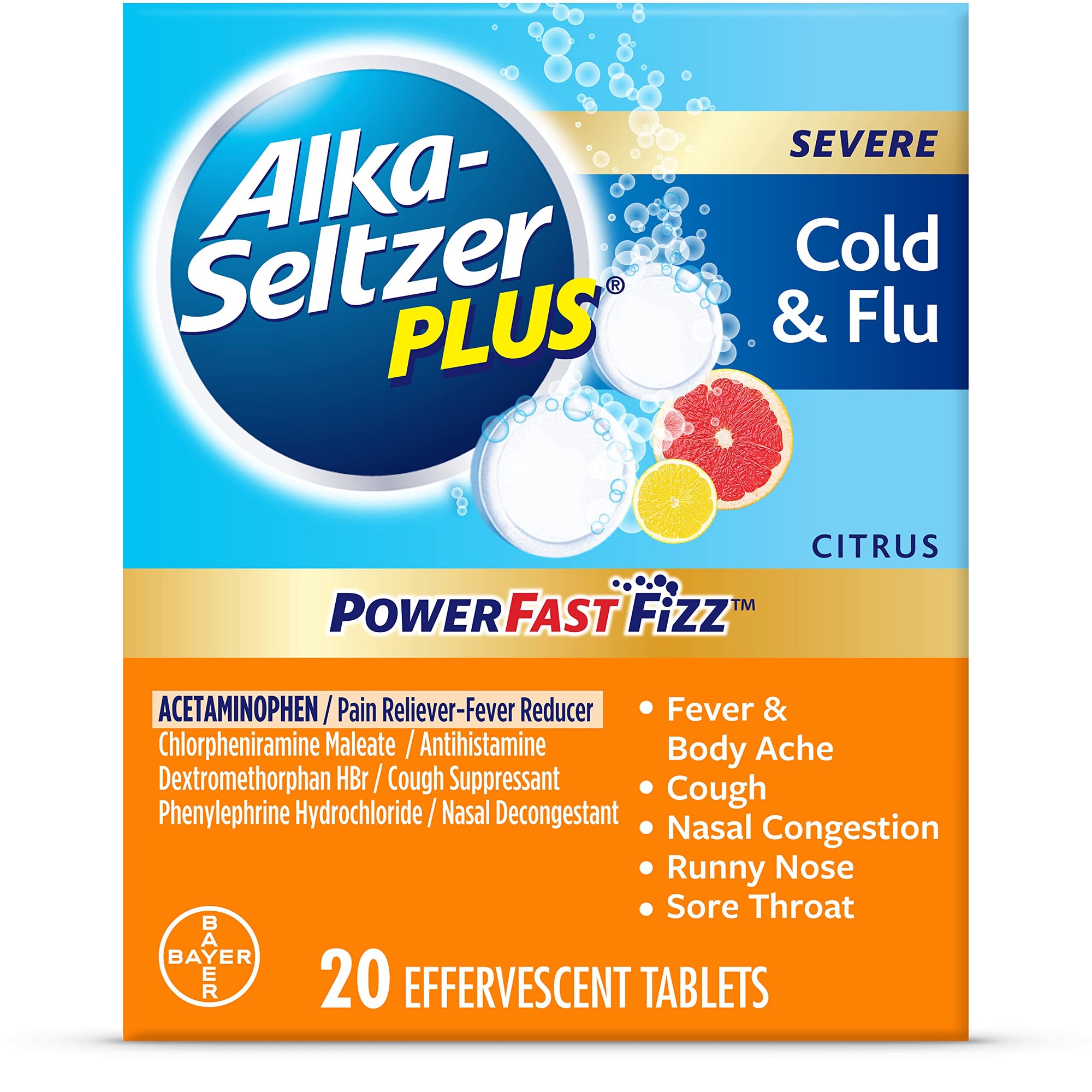 Alka-Seltzer Plus Powerfast Orange Severe Cold Tablets 20ct