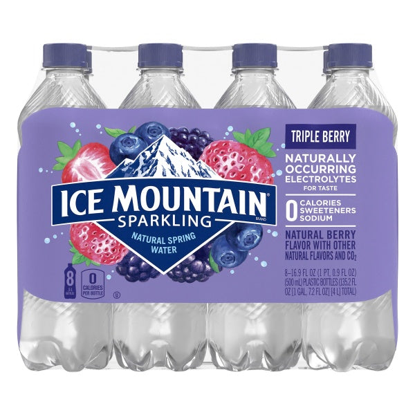 Ice Mountain Triple Berry Sparkling Water 16.9fl oz x 8