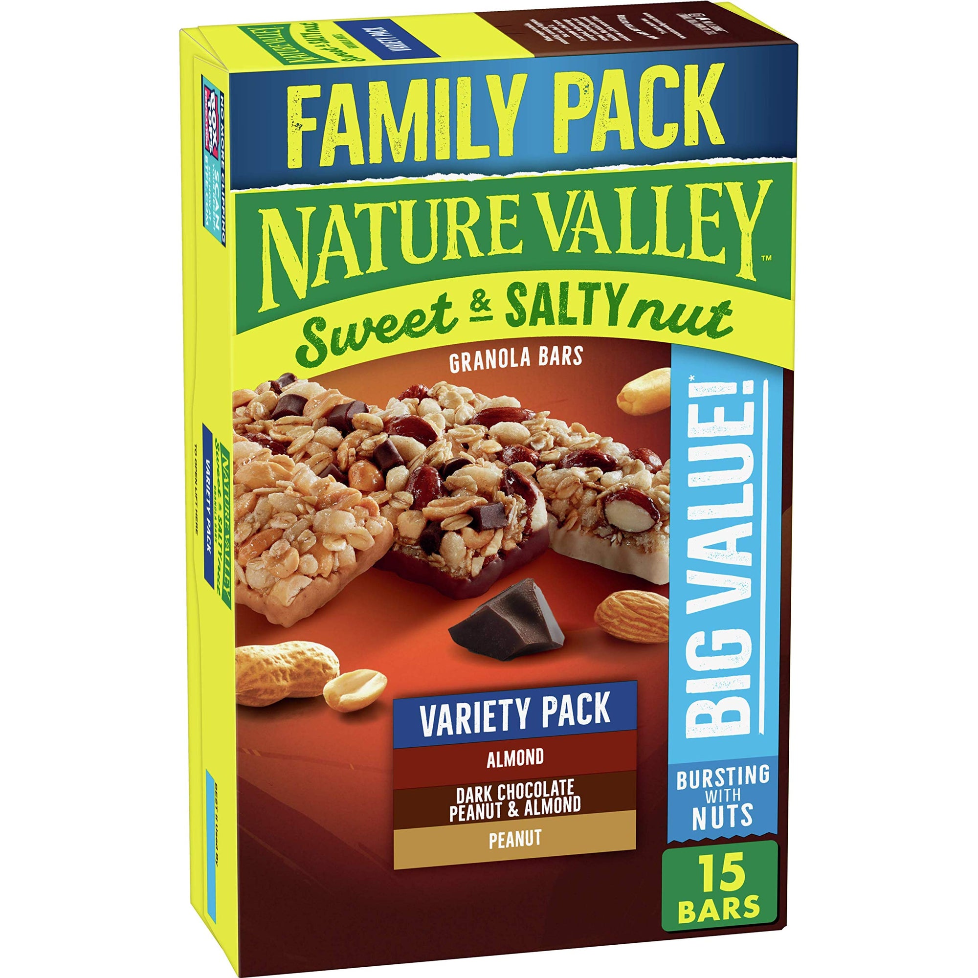 Nature Valley Variety Pack / Almond / Dark Chocolate Peanut & Almond / Peanut Granola Bars 15ct