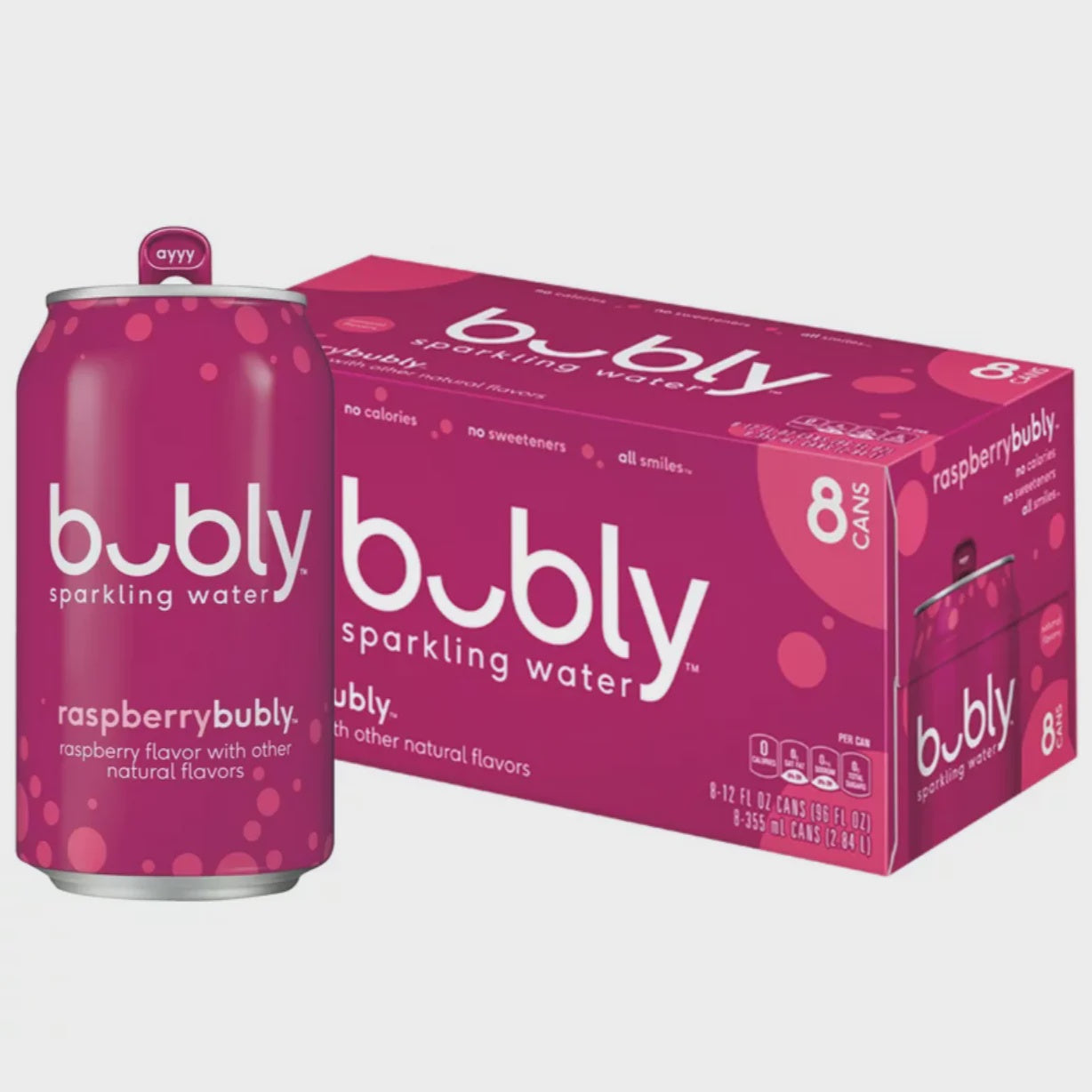 Bubly Raspberry Sparkling Water Cans 12oz x8