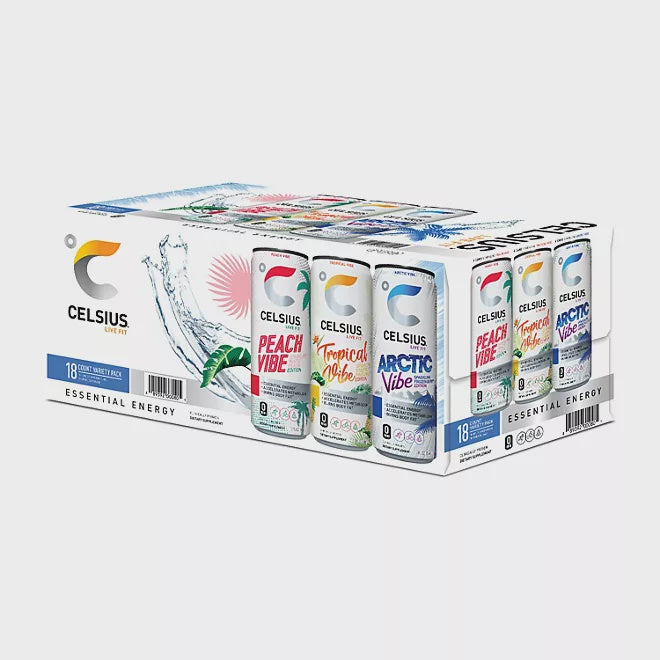 Celsius Live Fit Sparkling Energy Drink Vibe Variety Pack 18ct