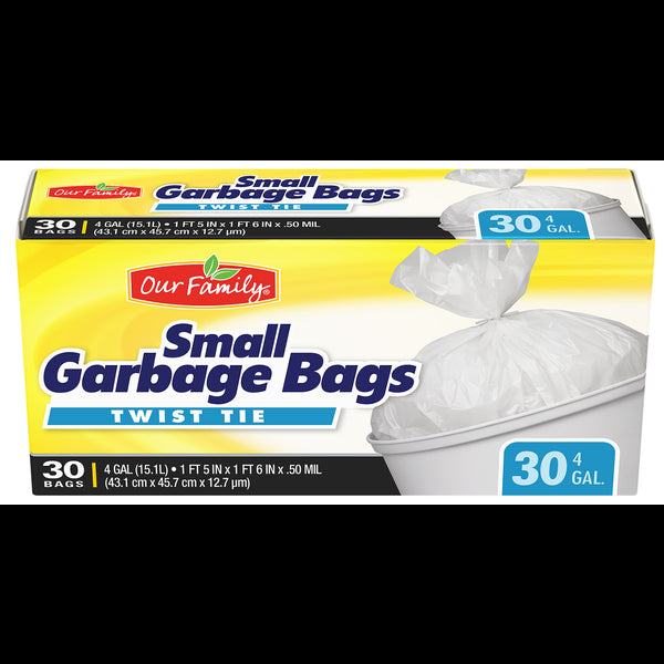 Our Family Small 4 Gallon Garbage Bags 30ct