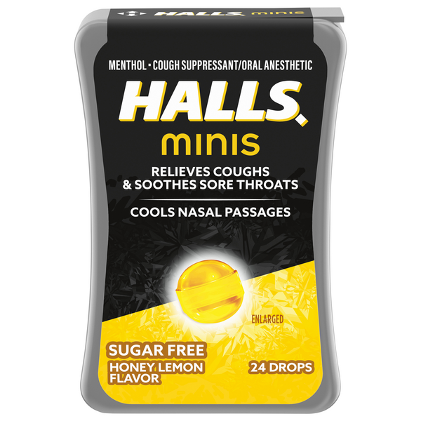 Halls Minis Sugar Free Honey Lemon Cough Drops 24ct