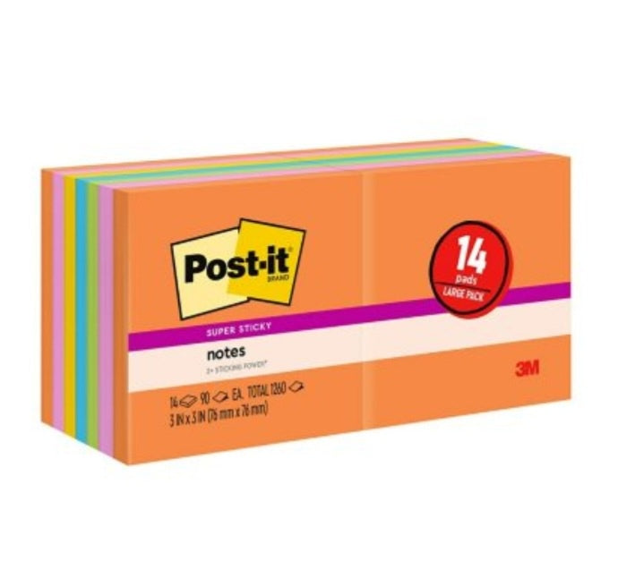 Post It Notes Super Sticky 3x3 14 pk