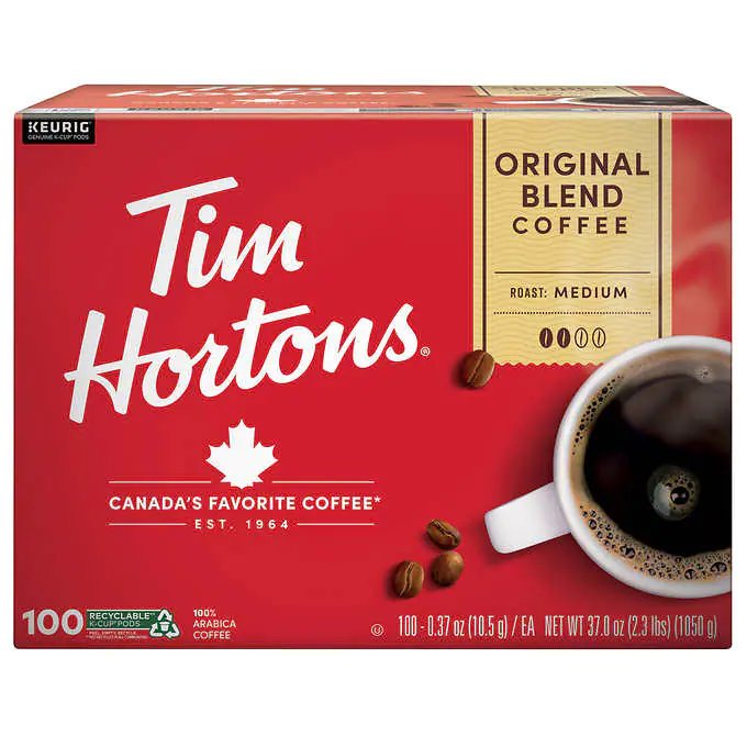 Tim Hortons Original Medium Roast Coffee K-cups 100Ct