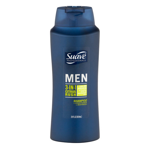 Suave Men 3 In 1 Citrus Rush Shampoo, Conditioner & Body Wash 28fl oz