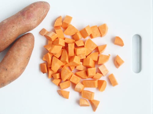 Cut Parboiled Sweet Potatoes