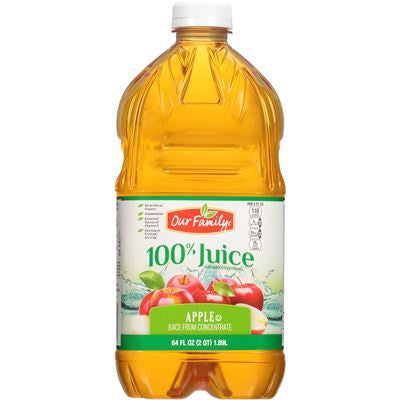 Our Family Apple Juice From Concentrate Bottle 64oz