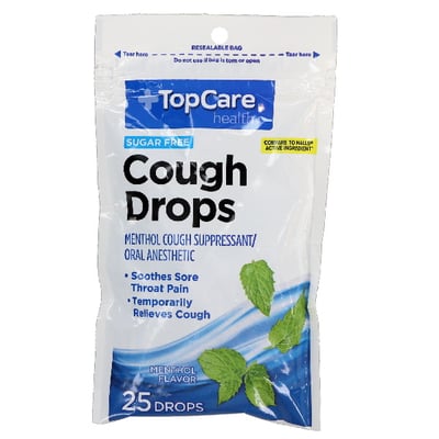 Topcare Sugar Free Menthol Cough Drops 25 ct