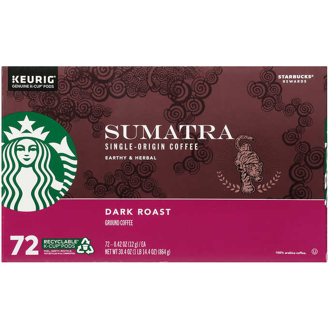 Starbucks Sumatra Dark Roast K-cups 72ct