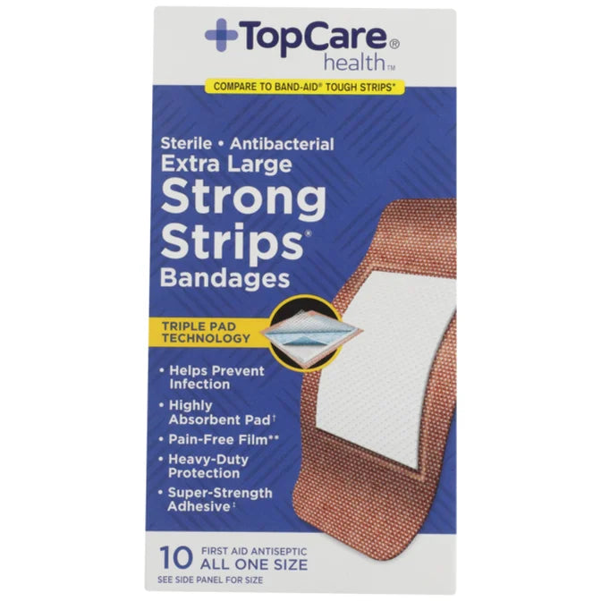 Topcare XL Strong Strips Bandages 10 ct