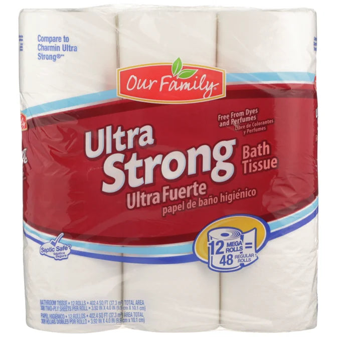 Our Family Ultra Soft 2 Ply Toilet Paper Mega Rolls 12ct