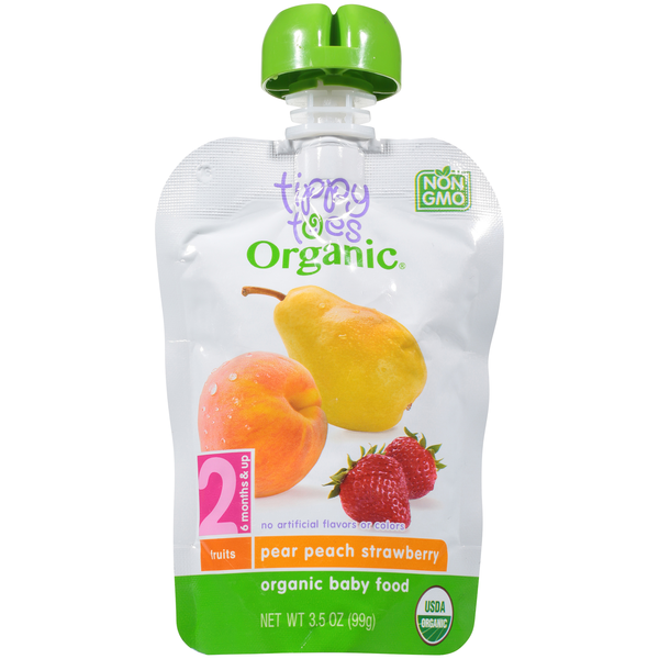 Tippy Toes Pear Peach Strawberry Organic Baby Food Pouch 3.50 oz