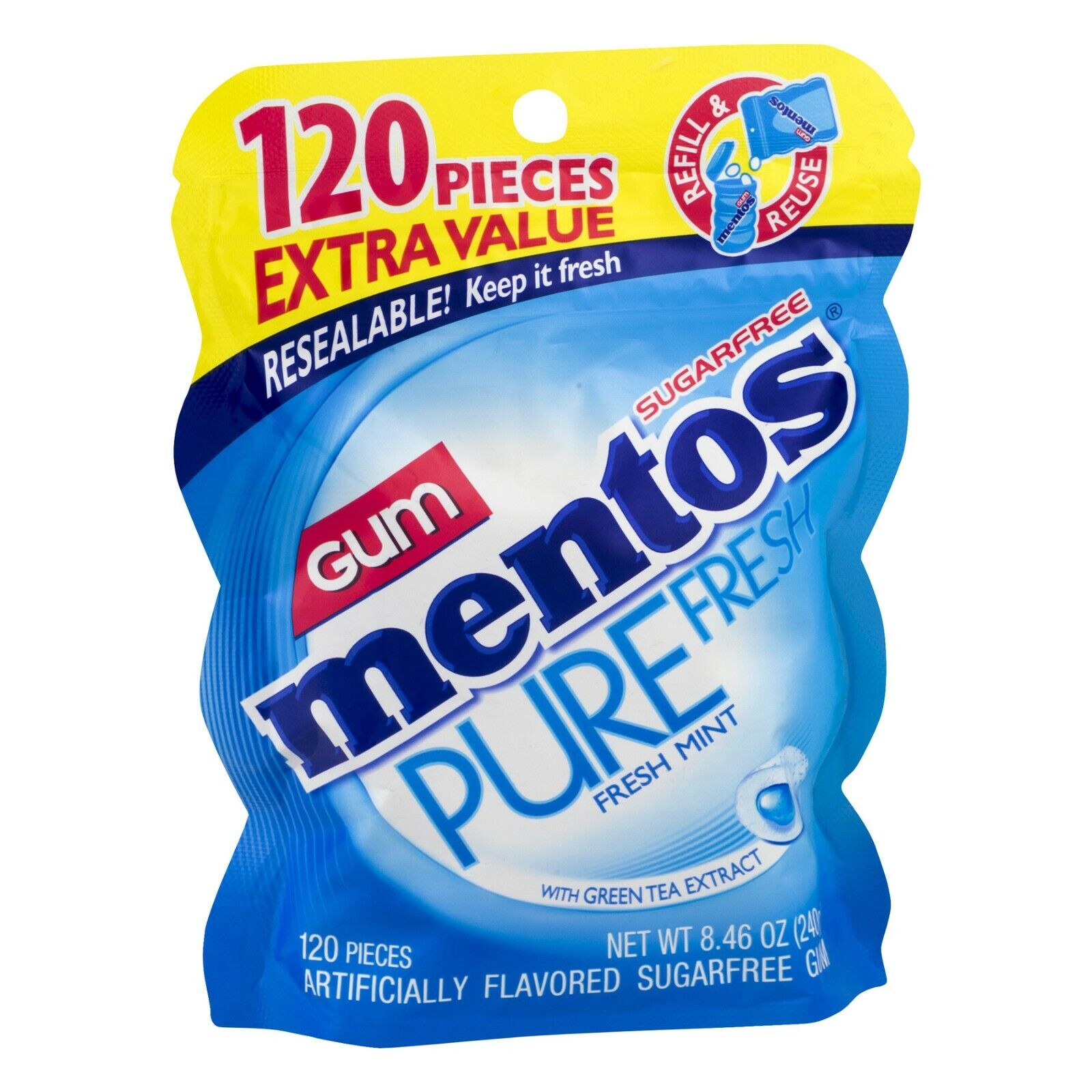 Mentos Gum SF Fresh Mint Pouch 120ct 8.46oz