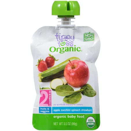 Tippy Toes Zucchini Spinach Strawberry Organic Baby Food Pouch 3.50 oz