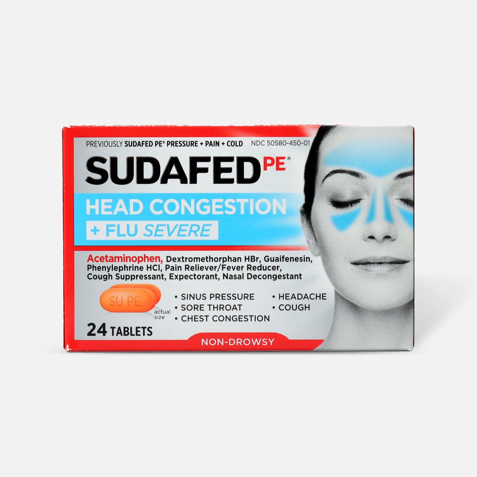 Sudafed PE Congestion + Flu Severe Decongestion Tablets 24 ct