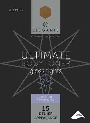 Elegante Ultimate Bodytoner Medium Black Gloss Nylons 2pk